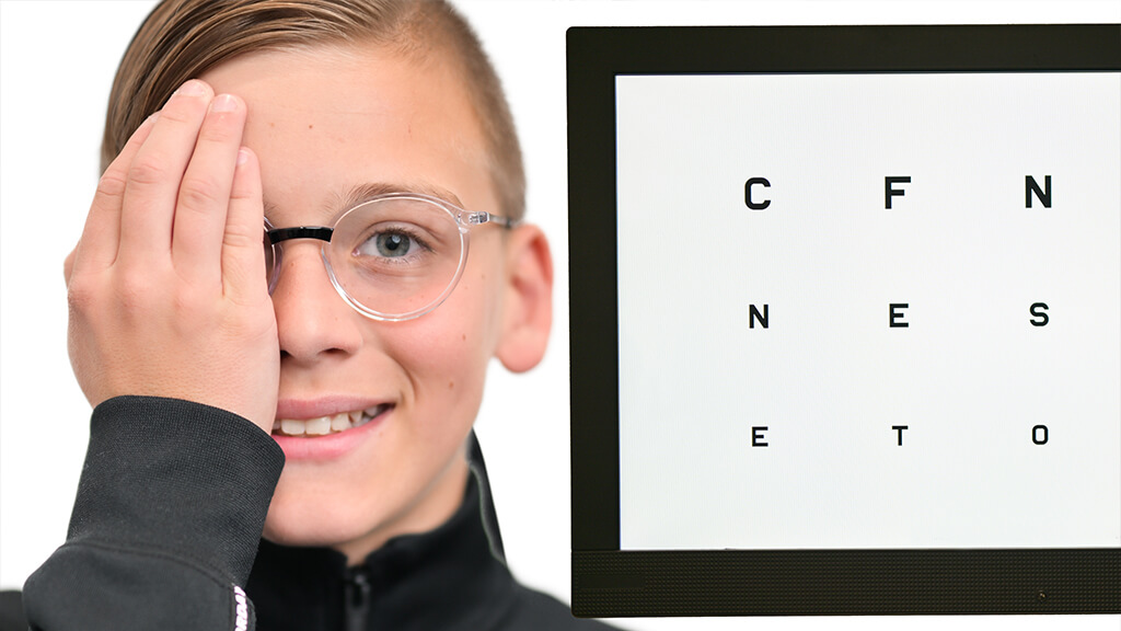 Child gets an eye examination at Eyes In Essendon, a boutique optometrist in Melbourne